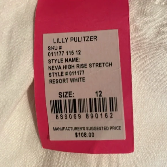 Lilly Pulitzer Neva High Rise Stretch- Resort White- Size 12